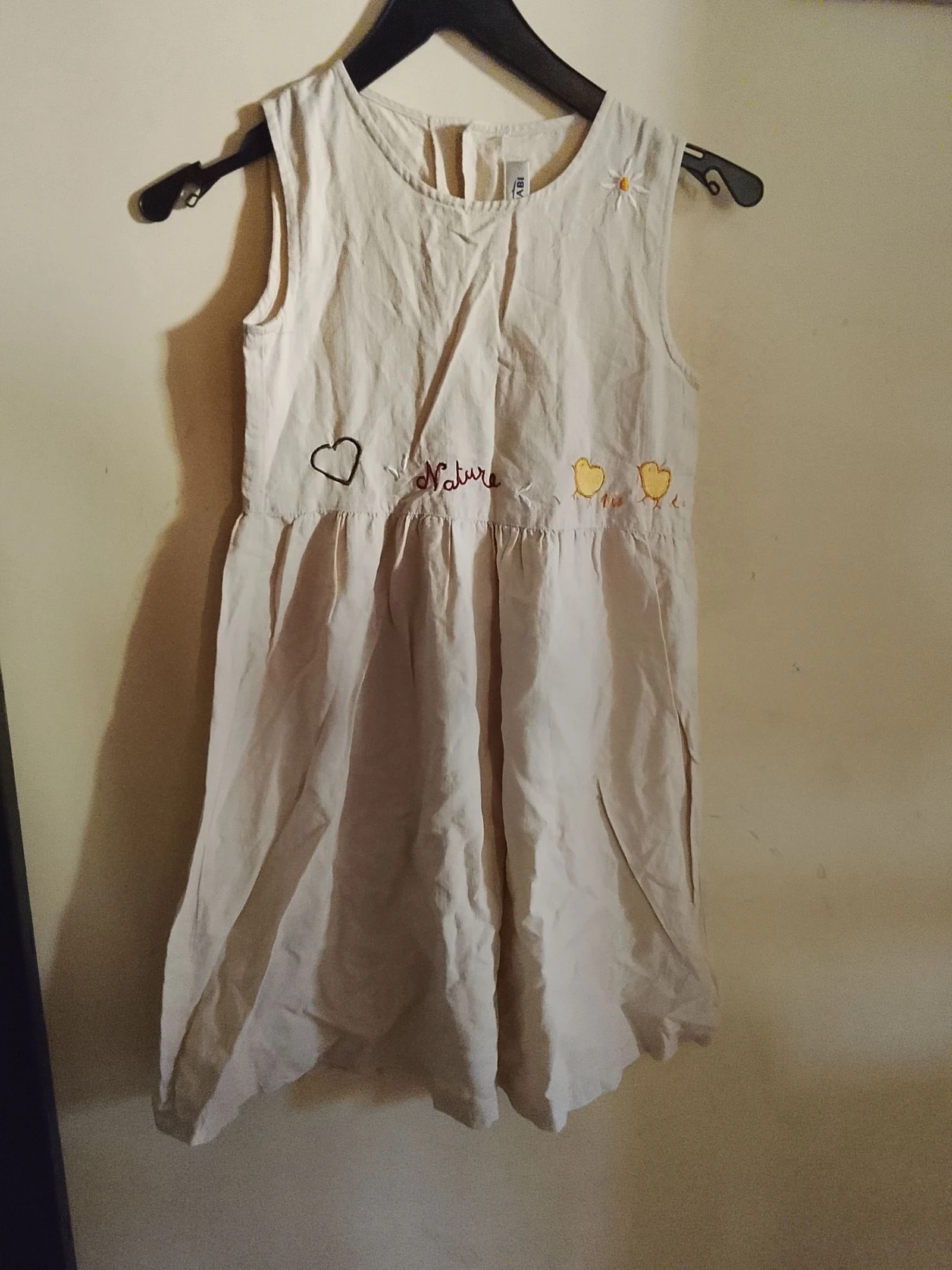 🧜KIABI NEUF TAILLE 8 ANS Robe beige en lin évasée 🧜